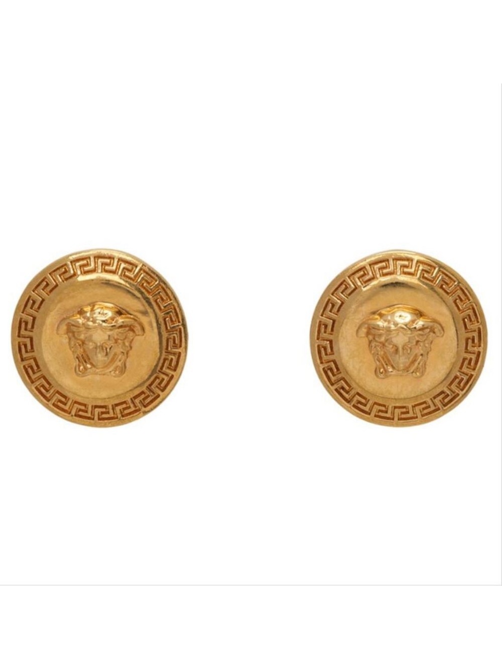 VERSACE Medusa logo gold tone round earrings